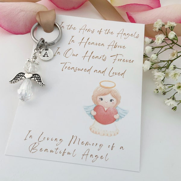 Llavero personalizado de ángel de pérdida infantil, en memoria amorosa de un ángel en el cielo, regalo de condolencia por la muerte fetal, pérdida de un niño por aborto espontáneo.