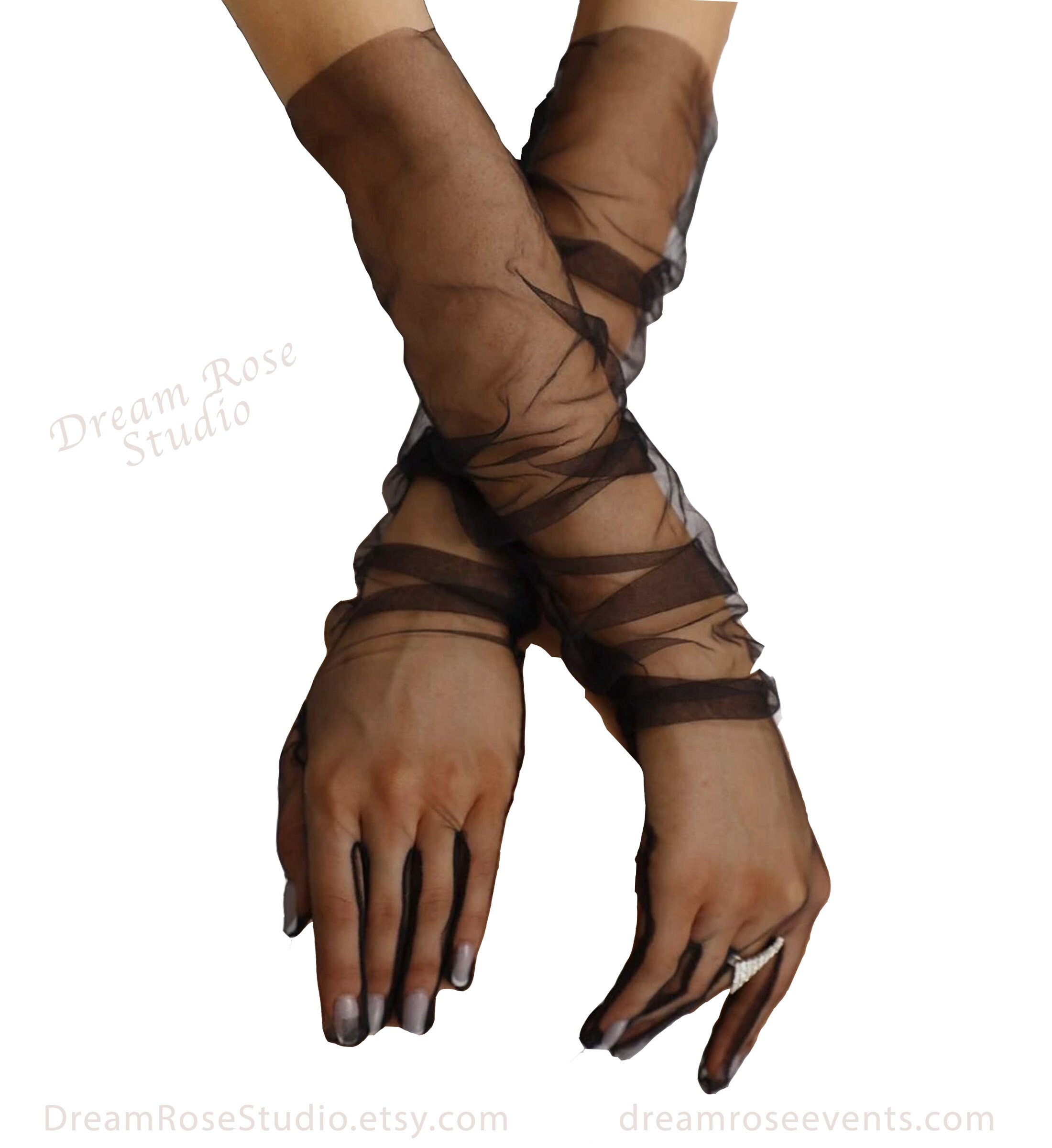 Dahlia Sheer Fingerless Gloves for Ladies