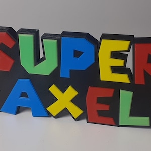 Personalisierte Plakette im Mario-Stil im 3D-Druck