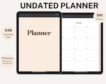 Undated Digital Planner, GoodNotes Planner, Hyperlinked Planner, iPad Planner, Minimalist Digital Planner,Daily, Weekly, Monthly Aesthetic