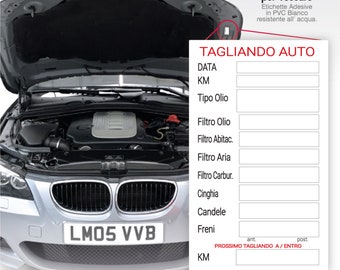 Etiquetas adhesivas Cupón de coche PVC Resistente al papel Impermeable 85 x 55 mm cambio de aceite filtros de combustible bujías freno