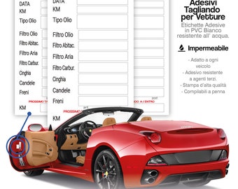 Etiqueta Cupón Cambio Aceite Coche Adhesivo Completo en PVC Universal Resistente al Agua para Camiones Caravanas SUV útil por caducidad
