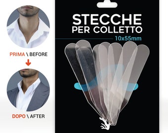 100 férulas para cuellos de camisa 10 x 55 mm tendones del cuello huesos de ballena plástico transparente