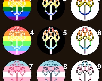 Furry Symbol Pride Pin (Rainbow/Trans)