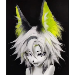 Kigurumi harig hoofd, schattig harig maskerhoofd, bont cos, nieuw bontpak hoofd, Kig kemono-masker, personaliseerbaar handgemaakt cosplay kostuummasker