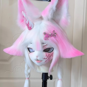 Kigurumi Furry Head, Pink Bunny Furry Mask Head, Y2K Fursuit Cos, New Furry Suit Head, Sweet  Cute Fursuit Head,Christmas Gifts