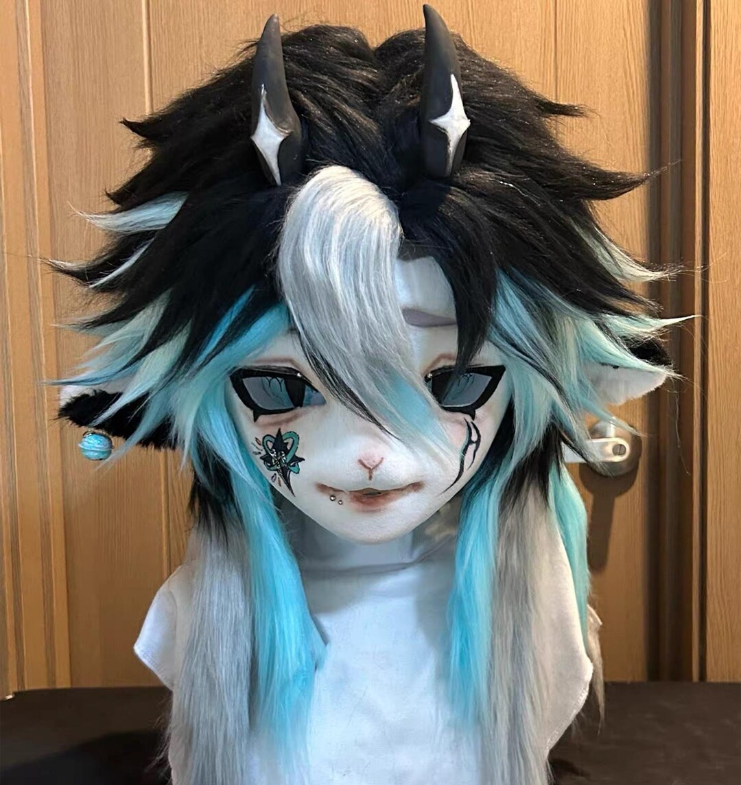Kigurumi Furry Head, Blue-gray Snake Furry Mask Head, Y2K Fursuit, New ...