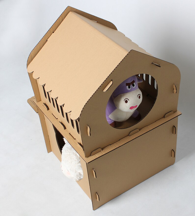 Cardboard Cat House With Stairs Two Floor Cat Castle for Two Etsy Australia