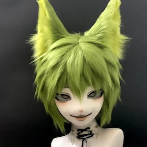 Kigurumi Pelz Kopf, Süßer Pelz Masken Kopf, Furi Cos, Neuer Pelz Anzug Kopf, Kig Kemono Maske, Grüner Fursuit Kopf