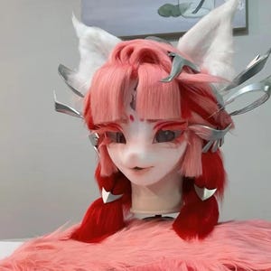 Kigurumi harig hoofd, schattig harig maskerhoofd, bont cos, nieuw bontpak hoofd, Kig kemono-masker, personaliseerbaar handgemaakt cosplay kostuummasker