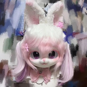 Kigurumi harig hoofd, schattig harig maskerhoofd, bont cos, nieuw bontpak hoofd, Kig kemono-masker, personaliseerbaar handgemaakt cosplay kostuummasker