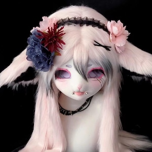 Kigurumi-Pelzkopf, niedlicher Pelzmaskenkopf, Furi Cos, neuer Pelzanzugskopf, Kig Kemono Maske, Lamm-Fursuit-Kopf