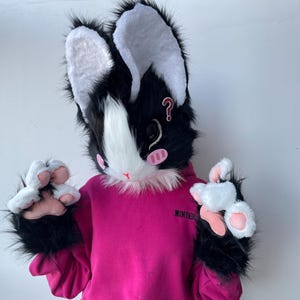 Rabbit Fursuit Head,Realistic Rabbit Furry Mask,Bunny Furry Head,Rabbit Cosplay Props,Cheap fursuit heads