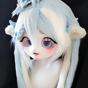 Kigurumi Furry Head-Blue Sheep,Kig Furry Mask Head, Y2K Fursuit Cos, New Furry Suit Head，Kig Fursuit Head