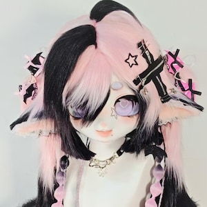 Kigurumi Furry Head, Pink Bunny Furry Mask Head, Y2K Fursuit Cos, New Furry Suit Head, Sweet  Cute Fursuit Head,Christmas Gifts