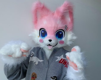 Dog Fursuit Head, Kemono Dog Furry Mask,Cute Dog Furry Head,Dog Cosplay Props,Cheap fursuit heads