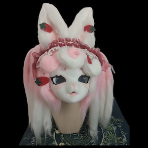 Kigurumi harig hoofd, schattig harig maskerhoofd, bont cos, nieuw bontpak hoofd, Kig kemono-masker, personaliseerbaar handgemaakt cosplay kostuummasker