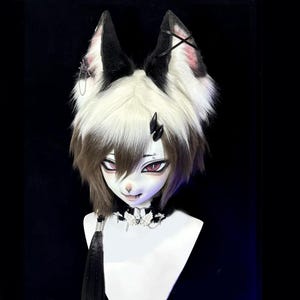 Kigurumi Furry Head, Off-white Bunny Furry Mask Head, Fursuit Cos, New Furry Suit Head, Sweet  Cute Fursuit Head,Christmas Gifts