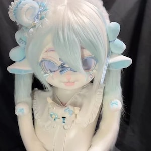 Kigurumi Furry Head Aqua Sheep Furry Mask Head, Y2K Fursuit Cos, New Furry Suit Head, Sweet  Cute Fursuit Head,Christmas Gifts
