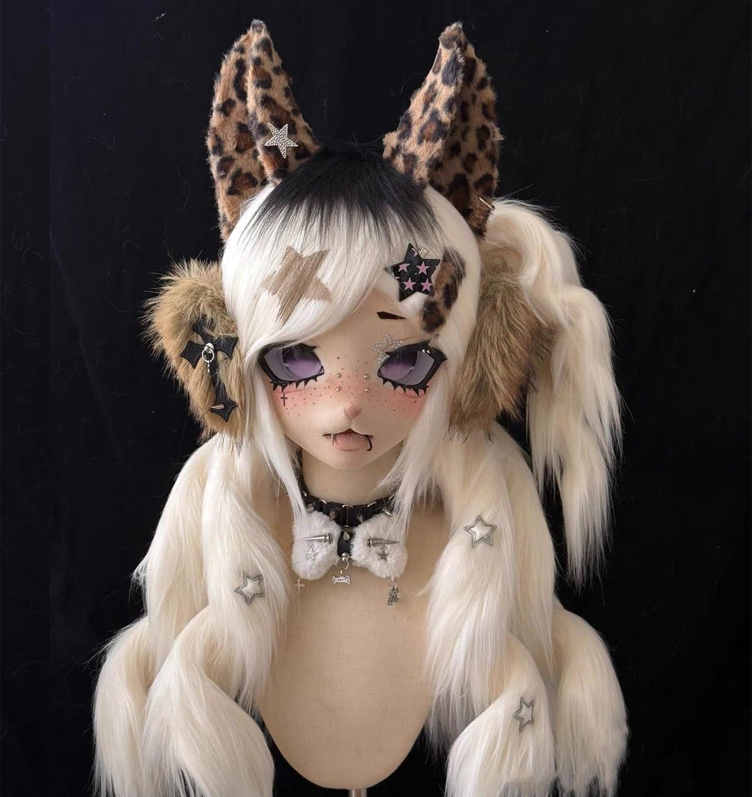 Rock Style Leopard Sister Kigurumi Furry Head,kig Furry Mask Head, Y2K ...