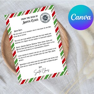Digital Editable Letter from Santa Template / Santa Claus / Christmas Template / Canva Template
