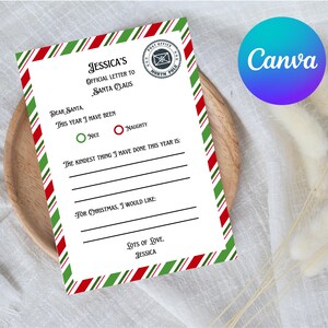 Digital Editable Letter to Santa Template / Christmas Template / Canva Template / Red and Green Christmas
