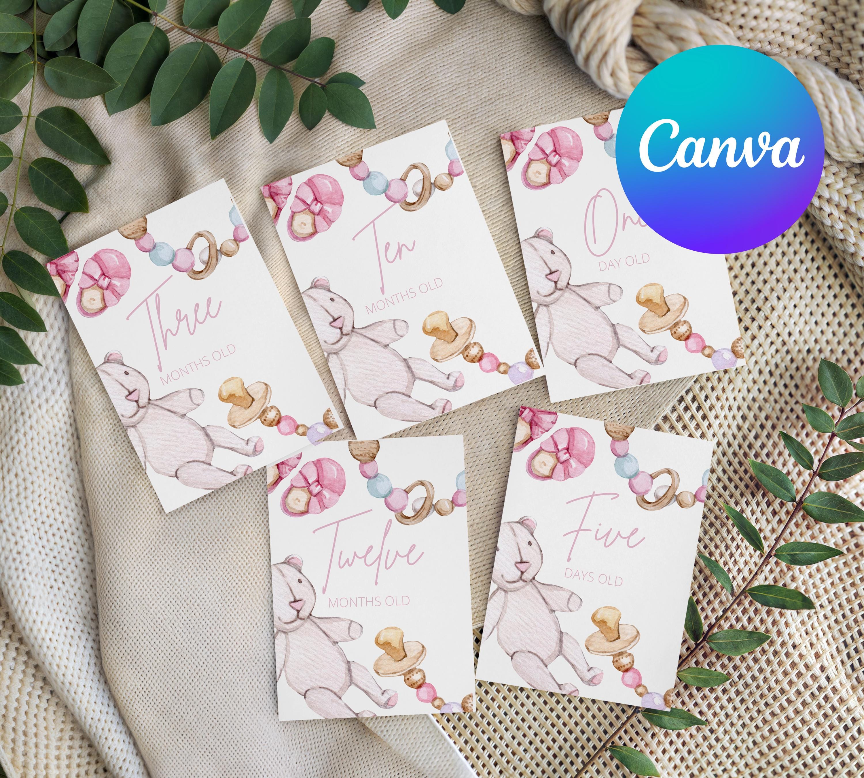 Digital Pink Mile Stone Cards / Milestone Cards / Baby Milestones ...