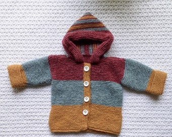 Soft and Cosy Alpaca Wool Blend Hoody Cardigan Jacket. For age 12-18 months old.