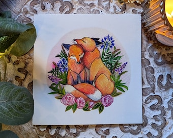 Linda tarjeta para amantes de la naturaleza con una tarjeta ilustrada única y linda de un zorro