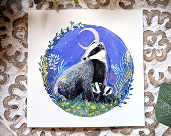 Greetings Card for Nature Lovers Animal Lovers Card for Badger lovers Mother's Day Card for Mum, Mama