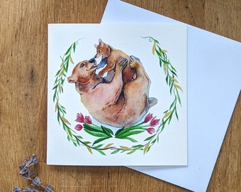 Mother's Day Card For Mum, Mama Bear and Cub Watercolour Illustrated Card for Nature Lovers