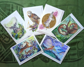 Set of 6 High-Quality Hand-Finished Illustrated Greetings Cards