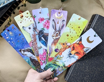 Wildlife Bookmark Gifts for Book Lovers Gifts for Nature Lovers Witchy, Nature Fox, Magpie, Badger, Mouse, Hedgehog, Hare, Magical, Wild