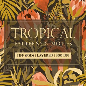 Tropical story Digital Clipart Collection - Comercial use - Seamless Patterns - Individual Files - Floral Leaves Art - Clipart Set