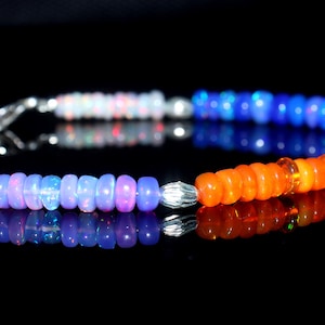 Multi Fire Ethiopian Opal Bracelet Gemstone Bracelet 925 Sterling Silver Bracelet Beaded Bracelet AAA Natural Fire Opal Gemstone For Gifts.