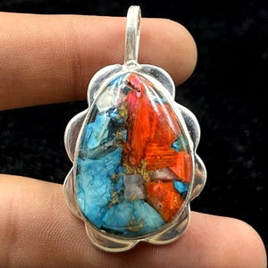 Spiny Oyster Turquoise Pendant 925 Sterling Silver Pendant Gemstone Pendant Handmade Pendant Design Jewelry Necklace Anniversary Gifts.