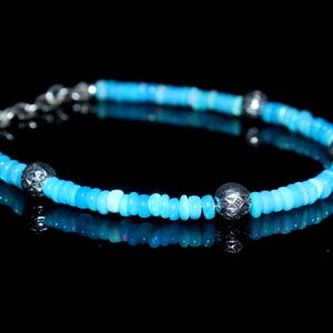 AAA Ethiopian Fire Opal Bracelet Gemstone Bracelet 92.5 Sterling Silver Bracelet Beaded Bracelet Real Opal Bracelet Gift For Woman.