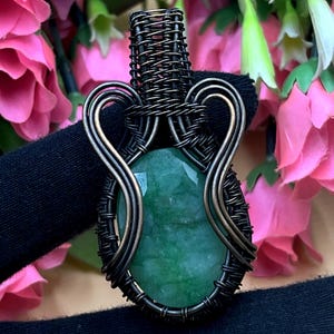 Faceted Emerald Gemstone Copper Wire Wrap Pendant Handmade Pendant Gemstone Jewelry Wire Wrap Jewelry Chain Pendant Unique Gifts.