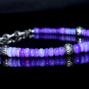 Natural Ethiopian Opal Bracelet Gemstone Bracelet 925 Sterling Silver Bracelet Beaded Bracelet AAA Natural Fire Opal Gemstone For Gifts.