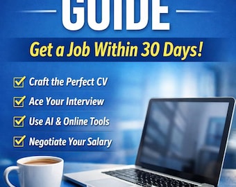 Job Search Guide, Resume, Interview Tips (PDF) 30 pages + mindset shift bonus PDF