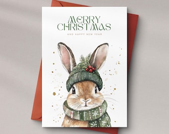 Tarjeta de Feliz Navidad imprimible / Tarjeta de felicitación de descarga digital / Tarjeta digital navideña DIY / Tarjeta imprimible de Felices Fiestas y Año Nuevo