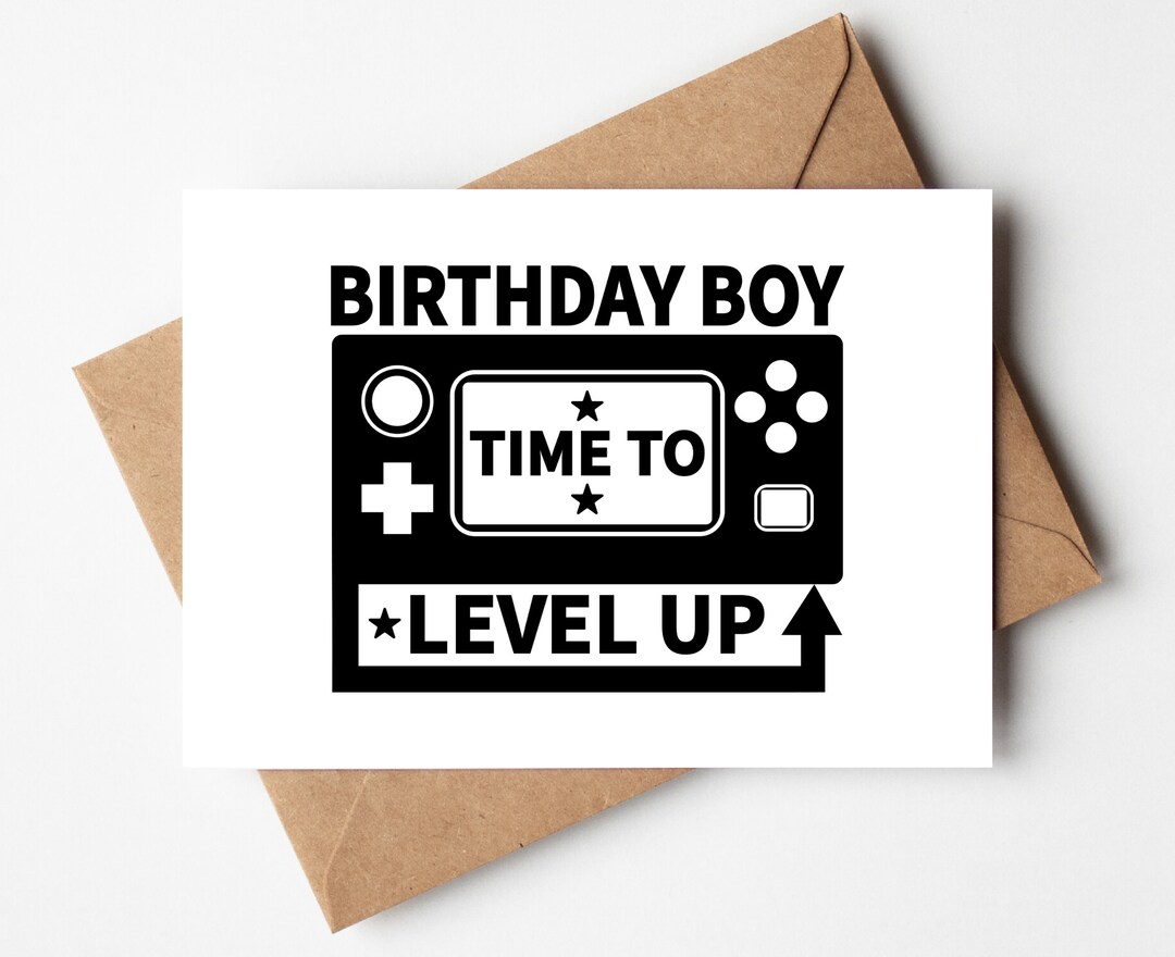 Gamer Printable Birthday Card. Level UP Birthday Card. Happy - Etsy