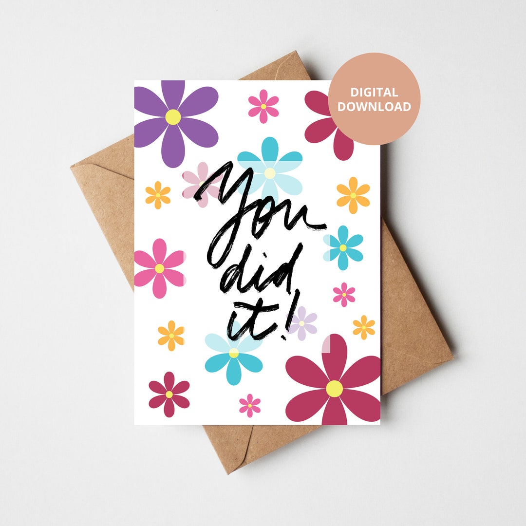 You Did It Printable Card Printable Congratulations Card - Etsy