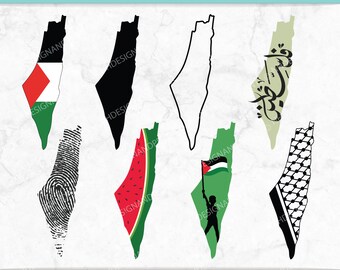 Palestine Map Bundle, Watermelon Palestine, Palestine SVG, Palestinian Clipart, Palestine PNG, Palestine Flag, Free palestine shirt