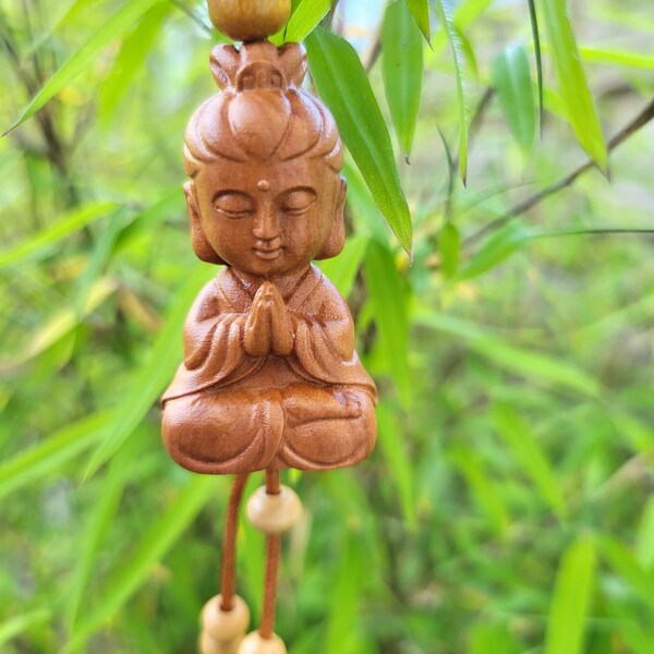 Porte-clés bouddha acajou porte bonheur A3