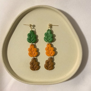 Falling Leaves Dangle Earrings, Autumnal Polymer Clay Handmade Statement Fall Accessories image 1
