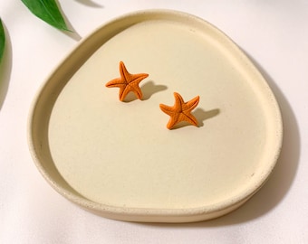 Starfish Stud Earrings, Handmade Polymer Clay Jewelry, Summer Beach Accessories, Under the Sea collection