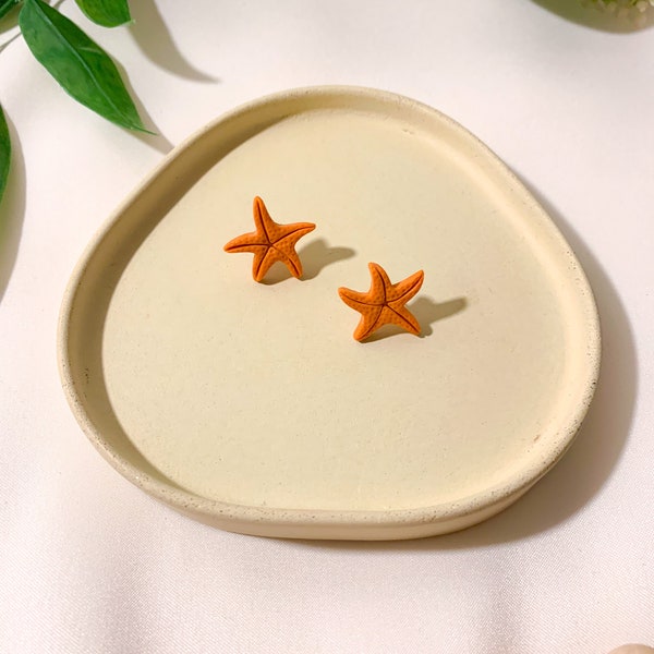 Starfish Stud Earrings, Handmade Polymer Clay Jewelry, Summer Beach Accessories, Under the Sea collection