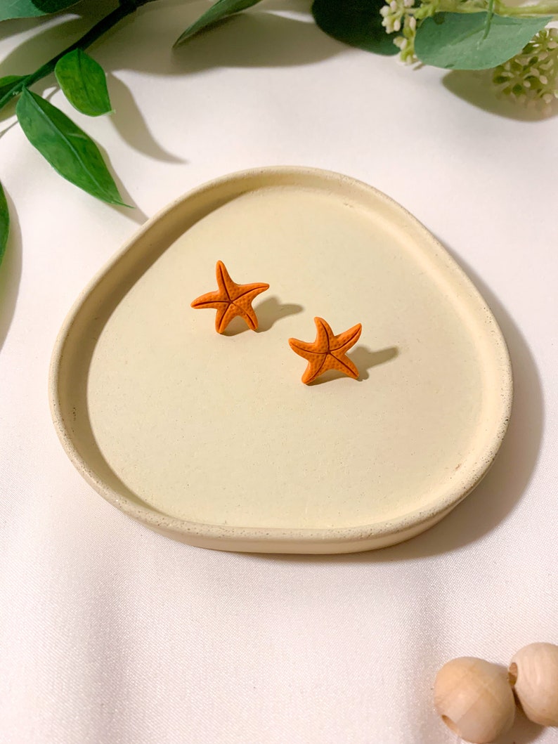 Starfish Stud Earrings, Handmade Polymer Clay Jewelry, Summer Beach Accessories, Under the Sea collection image 1