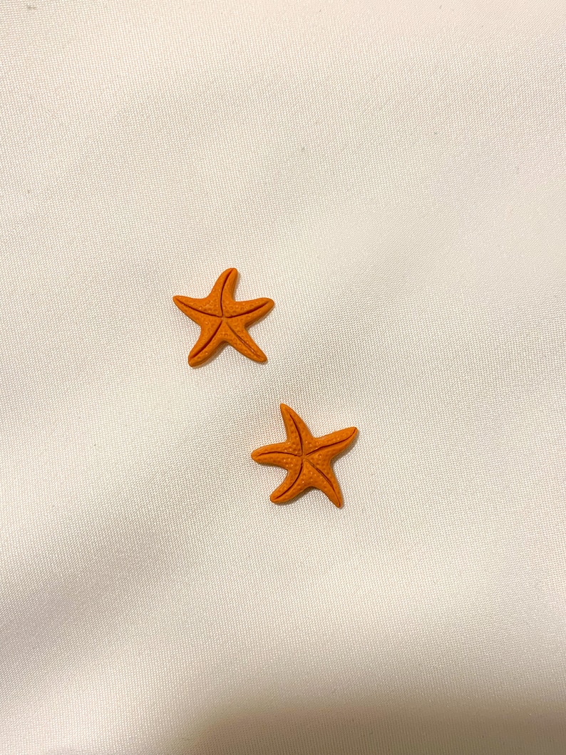 Starfish Stud Earrings, Handmade Polymer Clay Jewelry, Summer Beach Accessories, Under the Sea collection image 3